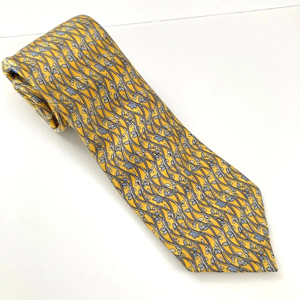 Cocktail Colors Yellow 100% Silk Vine Novelty Print Tie Nature Gift Gardener